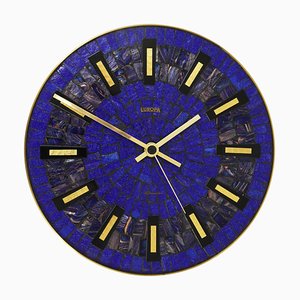 Reloj de pared alemán moderno de mosaico azul, años 50