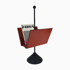 Postmoderner italienischer Zeitschriftenständer aus Leder von Porada Arredi, 1980er