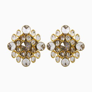 Appliques Vintage en Laiton et Cristal par Gaetano Sciolari, 1970s, Set de 2