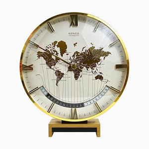 Large Mid-Century German Table Clock in Brass, 1960s