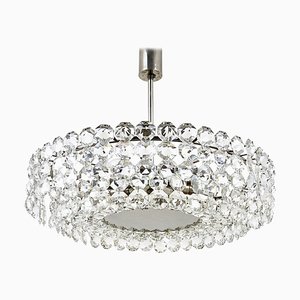 Large Austrian Nickel Chandelier with Diamond-Shaped Crystals from Bakalowits & Söhne, 1960s