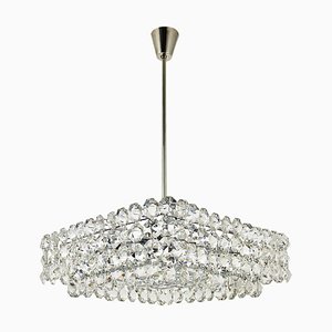 Large Austrian Square Chandelier with Diamond-Shaped Crystals from Bakalowits & Söhne, 1950s
