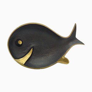 Mid-Century Fish Ashtray in Brass by Walter Bosse for Hertha Baller, 1950s