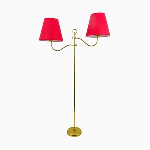 Mid-Century Brass Floor Lamp with 2 Arms attributed to Josef Frank, Austria, 1950s