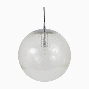Large Bubble Glass and Chrome Globe Pendant Lamp from Peill & Putzler, Germany, 1970s