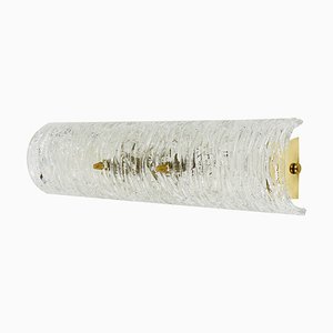 Mid-Century Wall Light in Brass and Textured Glass attributed to J. T. Kalmar for Kalmar, Austria, 1950s