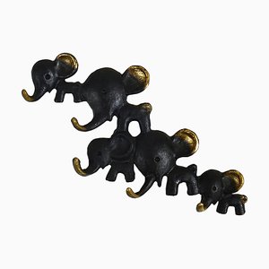 Brass Elephant Key Hanger attributed to Walter Bosse for Hertha Baller, Austria, 1950s