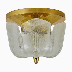 Mid-Century Brass and Glass Flush Mount from Limburg, Germany, 1970s