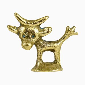 Mid-Century Brass Cow Figurine by Walter Bosse for Hertha Baller, Austria, 1950s