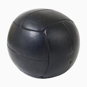 Balón medicinal vintage de cuero negro, República Checa, años 30