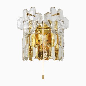 Mid-Century Gilt Brass and Crystal Icicle Glass Scone attributed to J. T. Kalmar for Kalmar, 1970s