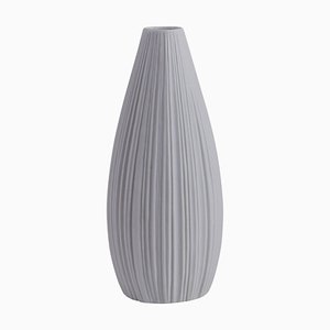 White Relief Striped Porcelain Vase attributed to Martin Freyer for Rosenthal, Germany, 1960s
