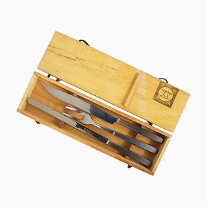 Boxed Amboss 2050 Tranchiermesser & Gabel, Helmut Alder zugeschrieben, Österreich, 1950er, 3er Set