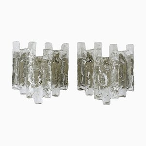 Mid-Century Icicle Ice Glass Sconces attributed to J. T. Kalmar for Kalmar, Austria, 1960s, Set of 2