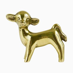 Mid-Century Calf Cow Brass Figurine from Herta Baller, Austria, 1950s