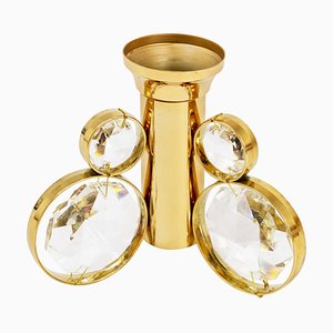 Brass and Crystals Candleholder in the style of Gaetano Sciolari from Palwa, 1970s