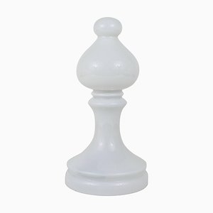 White Glass Bishop Chess Lamp from Ivan Jakes, Czechoslovakia, 1970s