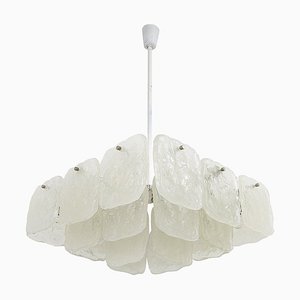 Square Chandelier with Frosted Ice Glass Panels attributed to J. T. Kalmar for Kalmar, Austria, 1960s
