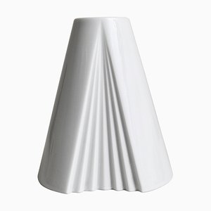 Vase Op Art Géométrique Blanc en Porcelaine par Ambrogio Pozzi pour Rosenthal, Allemagne, 1980s