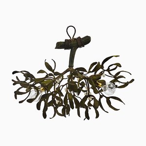 Art Nouveau Sculptural Mistletoe Bronze Chandelier, France, 1920s