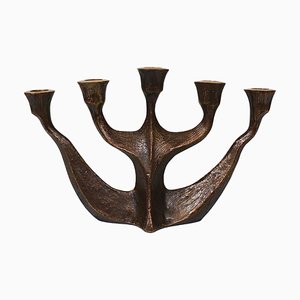 Mid-Century Brutalist Bronze Candleholders attributed to Michael Harjes, 1960s