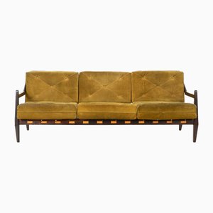 Mid-Century Sofa in Rosewood and Suede by Jean Gillon, 1960s