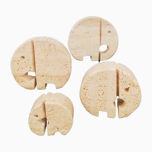 Travertine Sculpture Elephant Paperweights attributed to the Fratelli Mannelli, 1970s, Set of 4