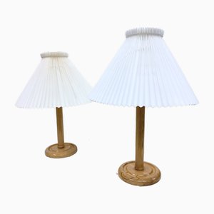 Swedish Table Lamps with Le Klint Shade by Solbackens Svarveri, 1970s, Set of 2