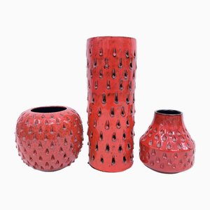 Italian Strawberry Vases, Set of 3