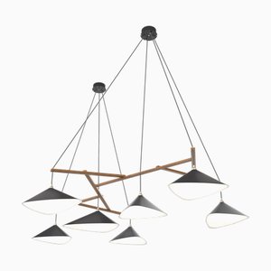 Emily Group of Seven Hanging Lamp with Metal Shade by Daniel Becker