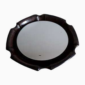 Specchio da parete vintage con cornice in ceramica, anni '80