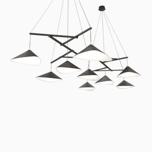 Emily Group of Nine Hanging Lamp with Metal Shade by Daniel Becker