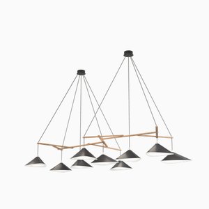 Emily Group of Nine Hanging Lamp with Metal Shade by Daniel Becker