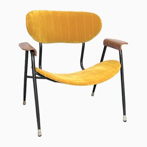 Gelber Vintage Beistellstuhl aus Samt von Gastone Rinaldi für Rima, Italien, 1950er