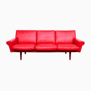 Vintage Danish Design Leather 3-Seater Sofa