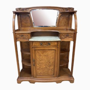 Art Nouveau Cabinet in Walnut Veneer and Elm Burl attributed to Gauthier-Poinsignon & Cie