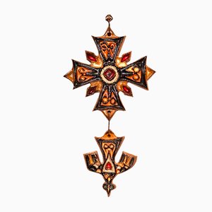 Huguenot Ceramic Cross by Roland Zobel, 1960s