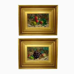 William Hughes, Still Lifes with Fruit, Oil Paintings on Board, 1863, Framed, Set of 2