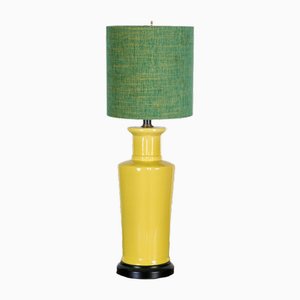 Yellow Glazed Ceramic Table Lamp, 1950s