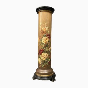 Large Antique Column Painted with Flowers