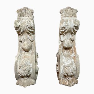 Antique Stone Wall Ornaments, 1880, Set of 2