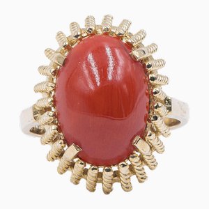 Vintage Ring aus 8 Karat Gelbgold mit Korallen, 1970er