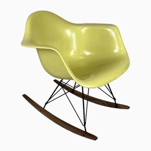 Sedia a dondolo rara giallo limone di Herman Miller per Eames, anni '50