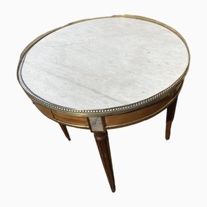 French Walnut & Marble Circular Bouillotte Hall Table, 1880s