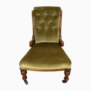 Edwardian Walnut Button Back Upholstered Armchair Seat, 1910