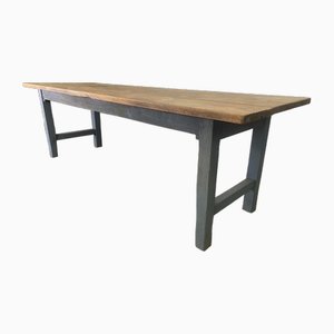 English Oak Painted Base Refectory Dining Table, 1890s