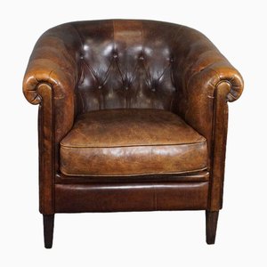 Poltrona Chesterfield vintage in pelle