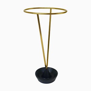 Mid-Century Brass and Cast Iron Umbrella Stand in the style of Carl Auböck, Austria, 1950s