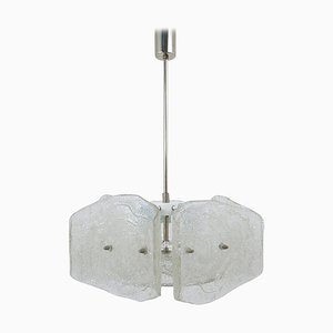 Mid-Century Frosted Glass Pendant Light from Kalmar, Austria, 1960s