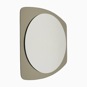 Mid-Century Oval Grey Wall Mirror from Cristal Arte, Italy, 1970s